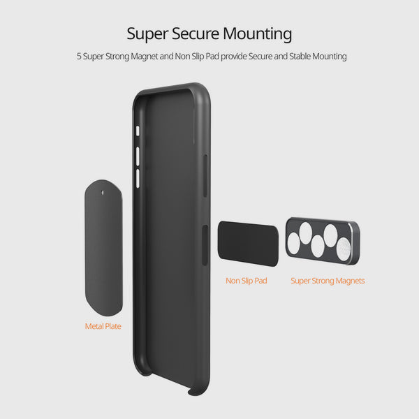 Rectangular Magnetic Wall Mount – 4 Magnet Compact Holder for Phone & Tablet