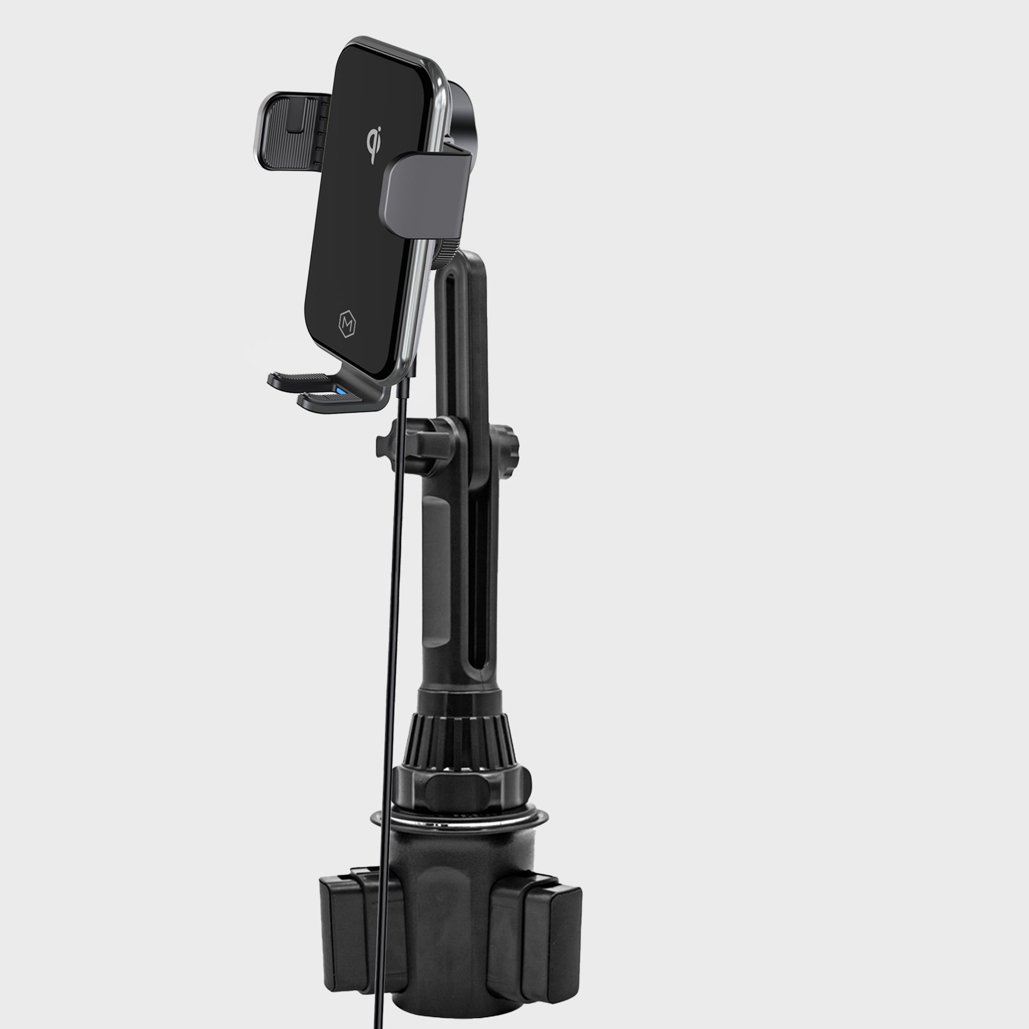 Auto Grip Cup Holder Wireless Charger – 15W Qi Fast Charging Auto-Clamp Phone Mount