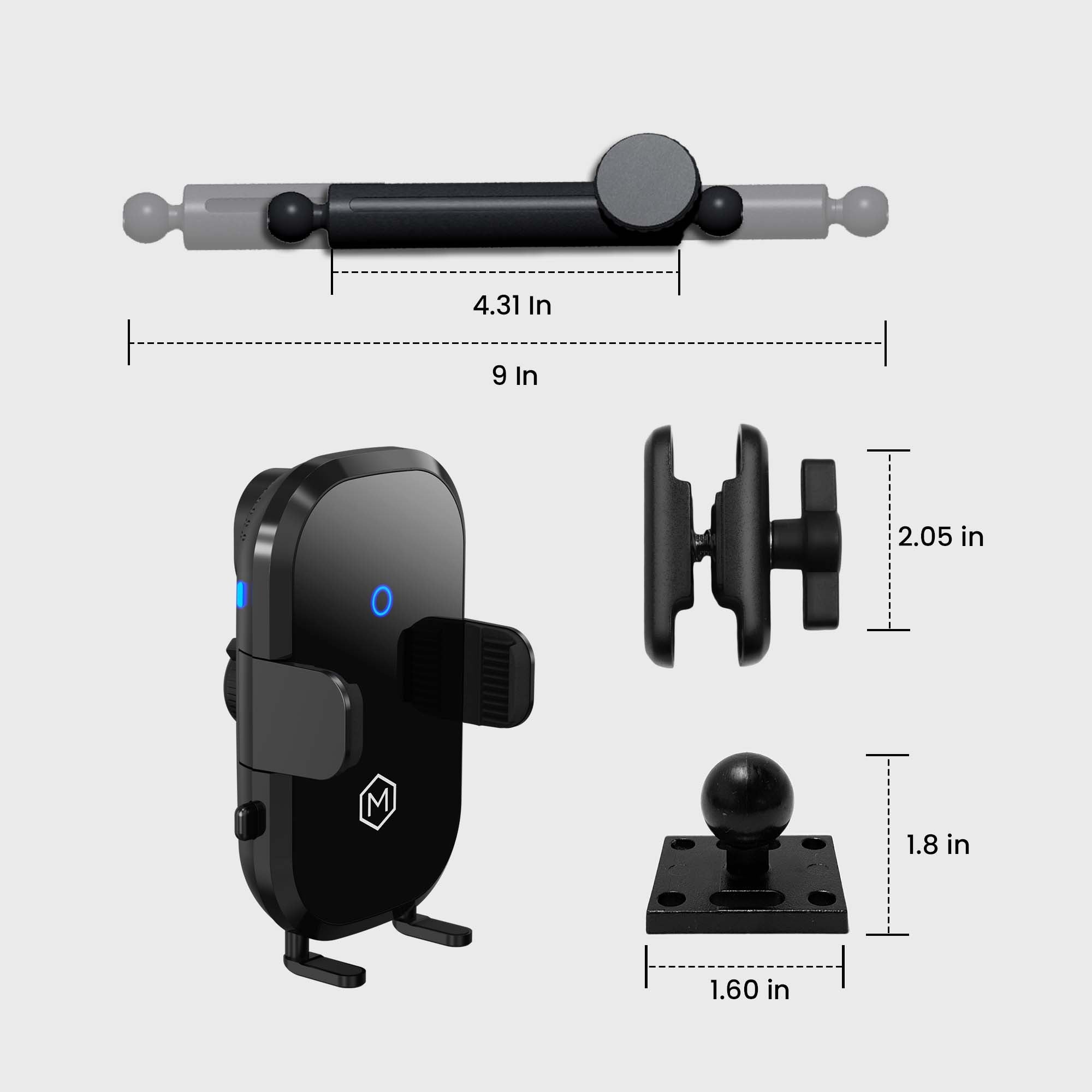 Heavy Duty Rugged Auto Scan Wireless Car Charger Phone Mount