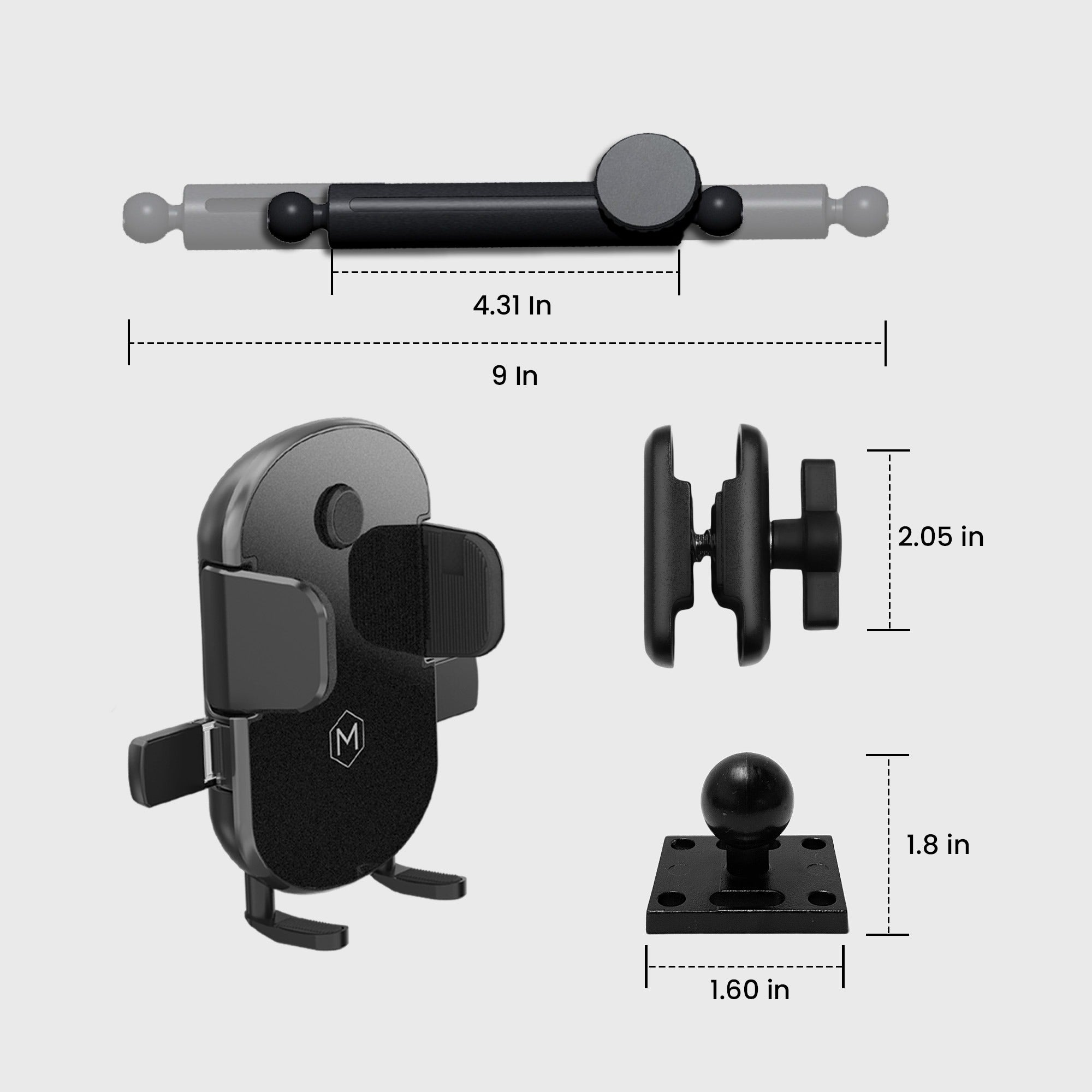 Heavy Duty Rugged Grip Cradle Phone Mount