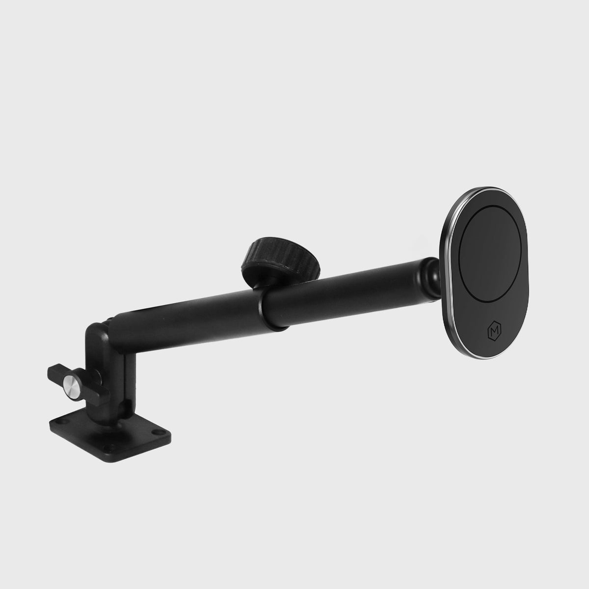 Heavy duty rugged MagSafe magnetic car phone mount industrial mount black with adjustable arm and suction cup base for vehicle use