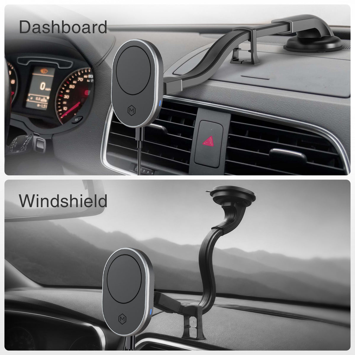 MagSafe Wireless Charger Flexible Gooseneck Suction Cup Phone Mount