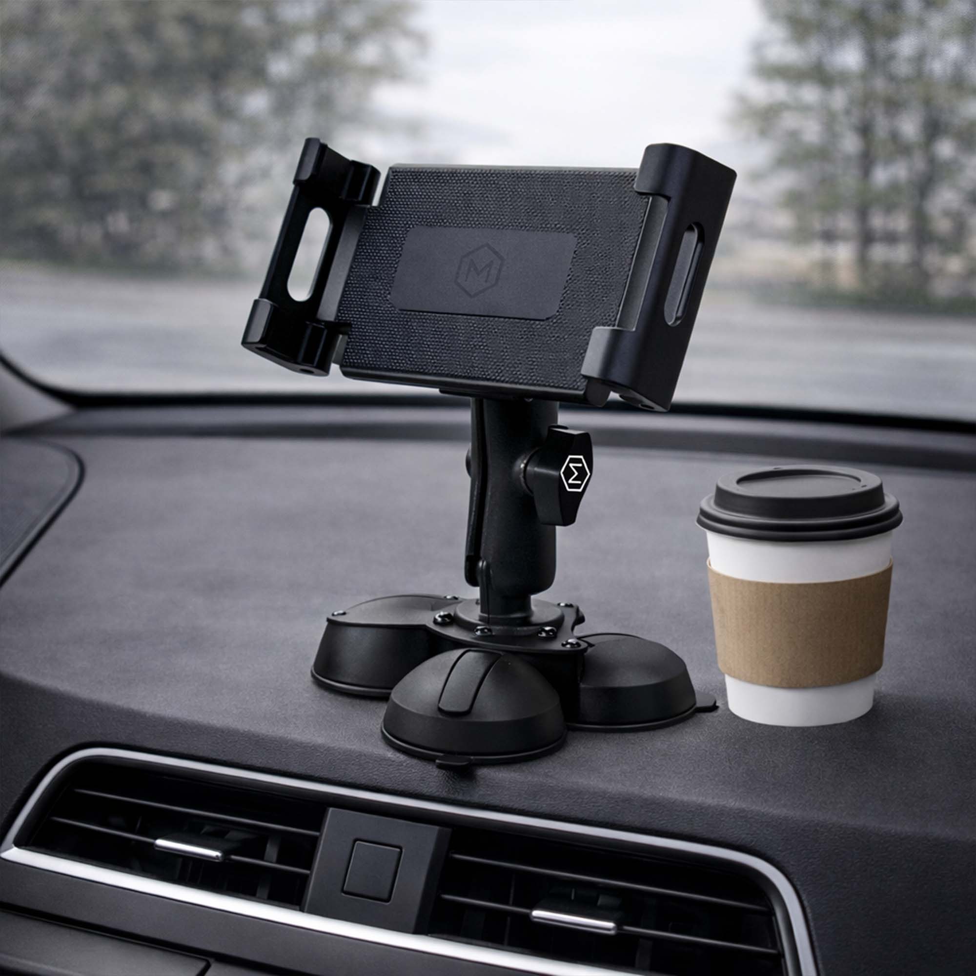 Heavy Duty Triple Suction Tablet Mount – Industrial 6.25”–13” Holder 360° Arm