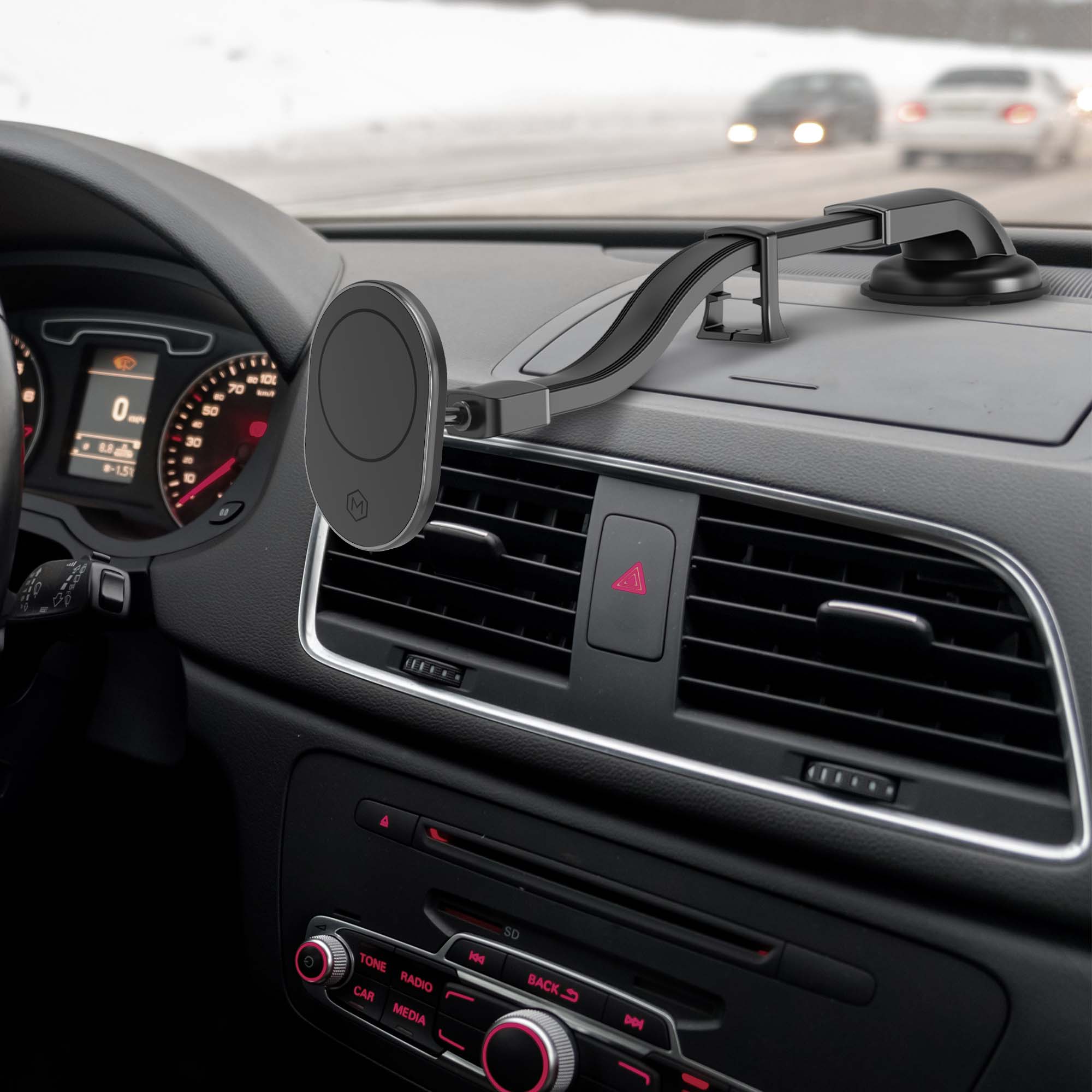 Magnetic Car Phone Mount with MagSafe Gooseneck Phone Mount for iPhone and Android