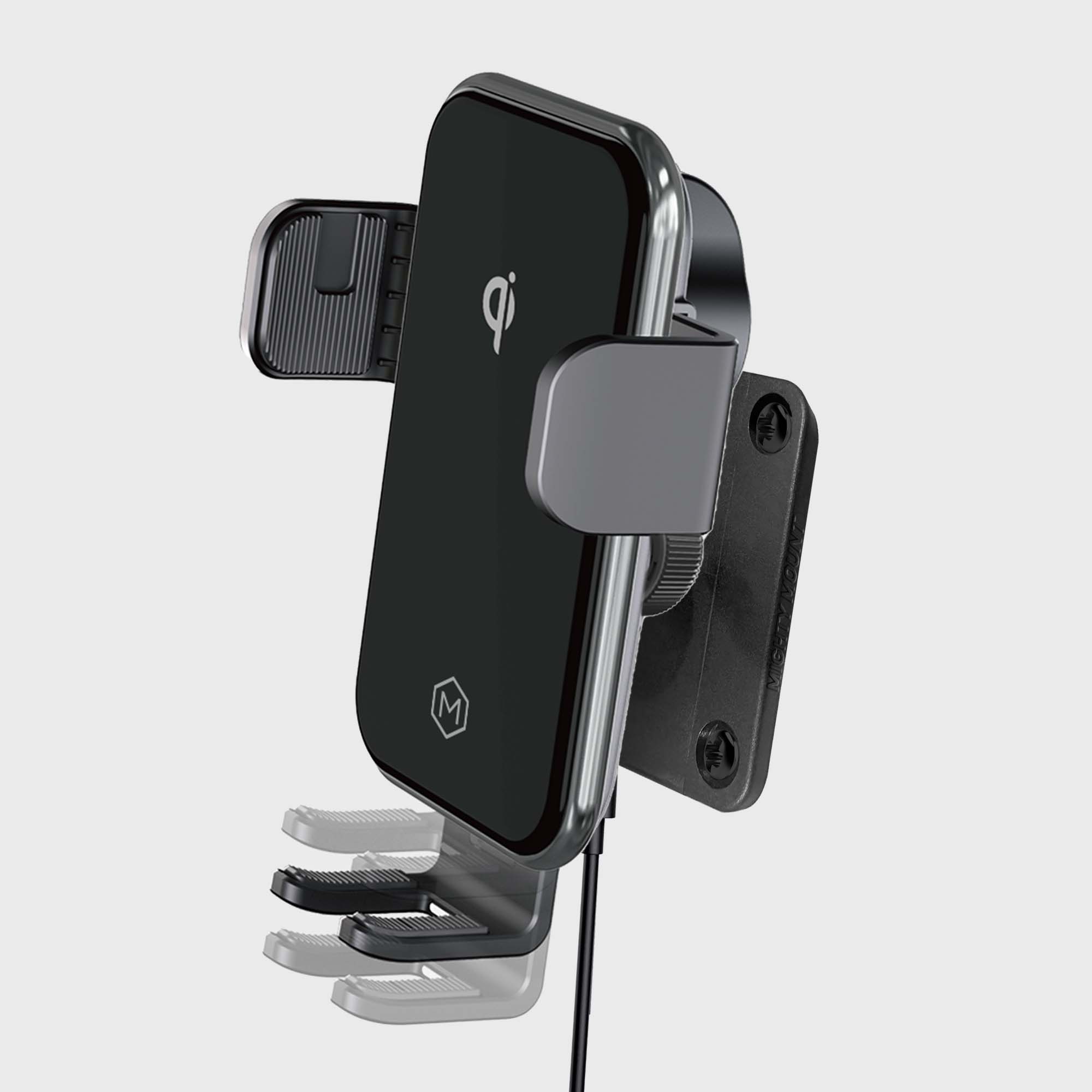 Auto Grip 15W Wireless Car Charger – Qi Certified AMPS Plate Mount Auto-Clamp + Cooling Fan + 30W PD Adapter