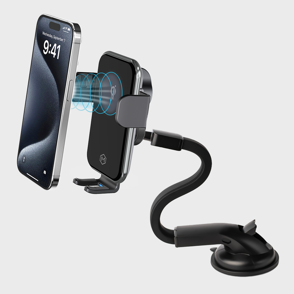 Auto Grip Wireless Car Charger Flexible Gooseneck Phone Mount Qi Certified Auto-Clamp for iPhone and Android
