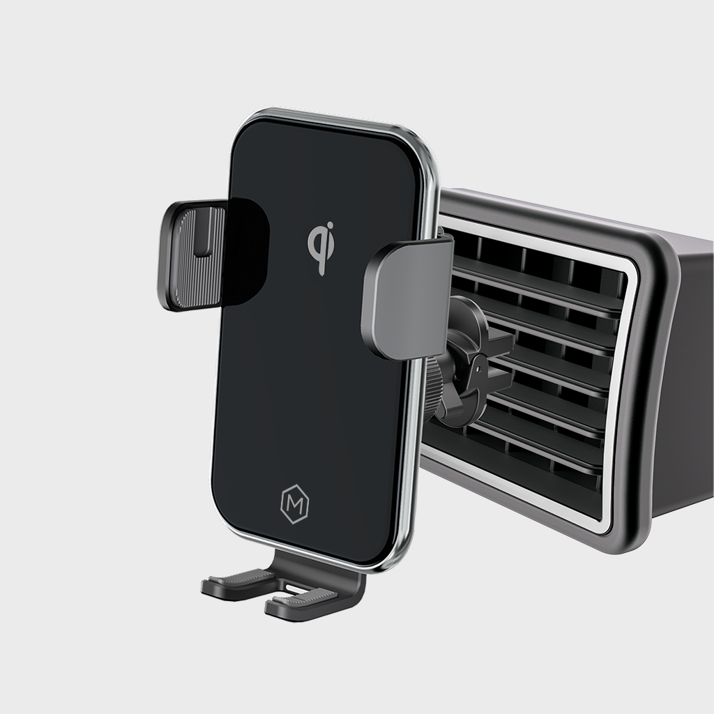 Auto Grip Qi Wireless Car Charger – 15W Vent Clip Auto-Clamp + Built-In Fan + 30W PD Adapter