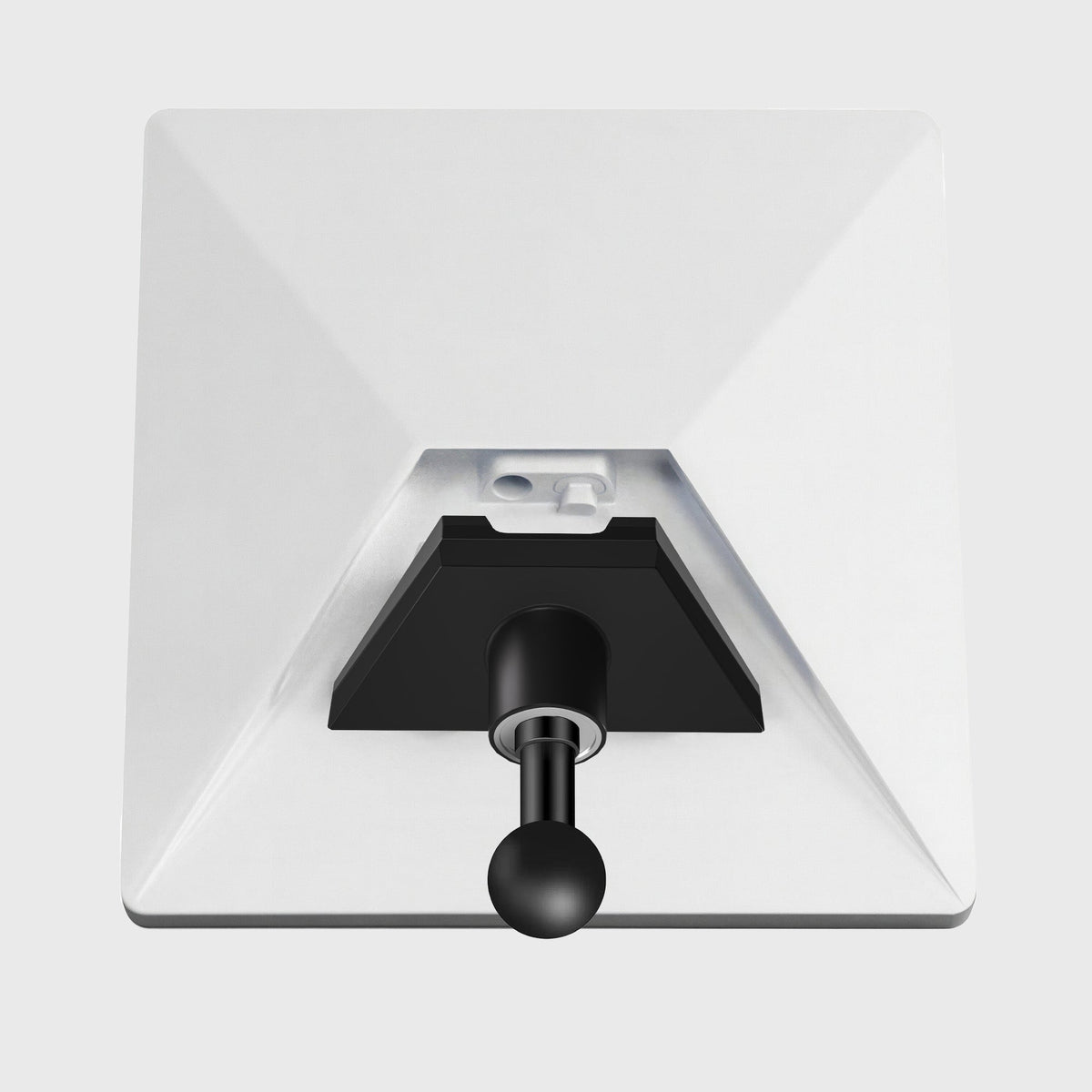 Close-up of the white Starlink device with a sleek, minimalistic design, featuring a smooth surface and rounded edges, suitable for modern tech setups.
