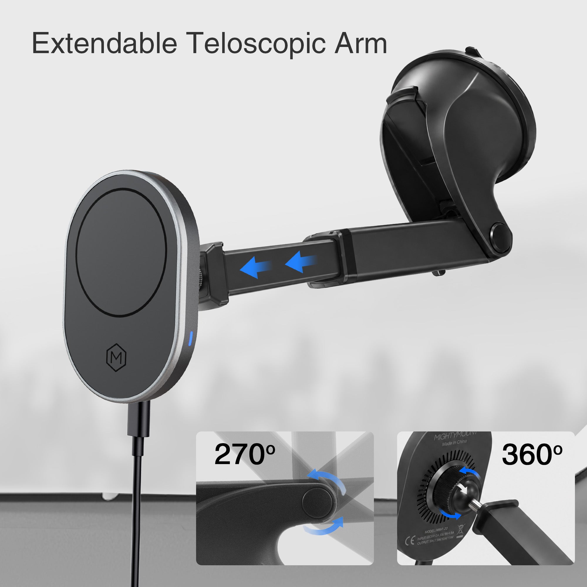 MagSafe Wireless Charger Telescopic Suction Cup Phone Mount