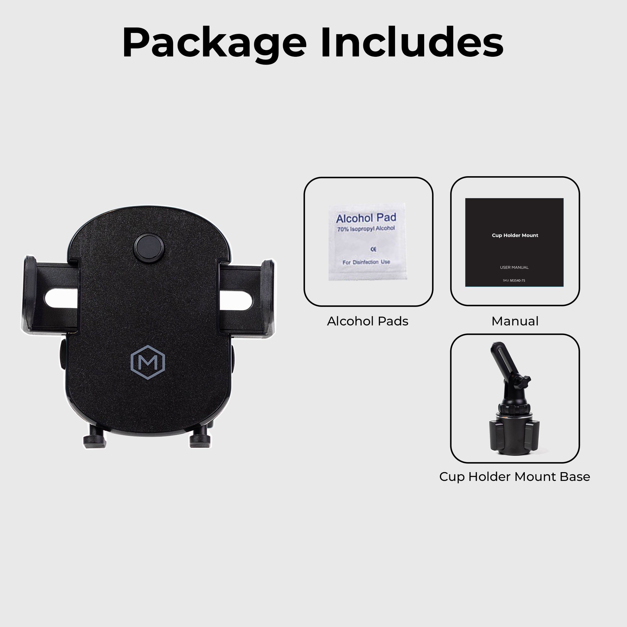 Grip Cradle Cup Holder Phone Mount for iPhone and Android