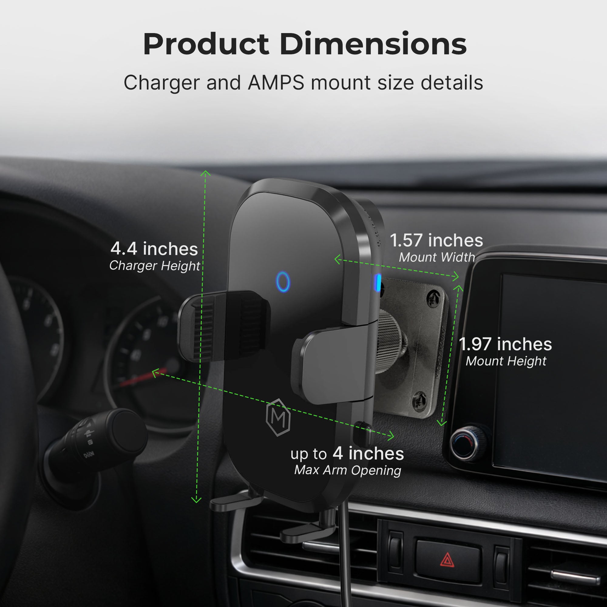 Auto Scan Fast Wireless Car Charger Mount with Drill Base AMPS Mounting Plate