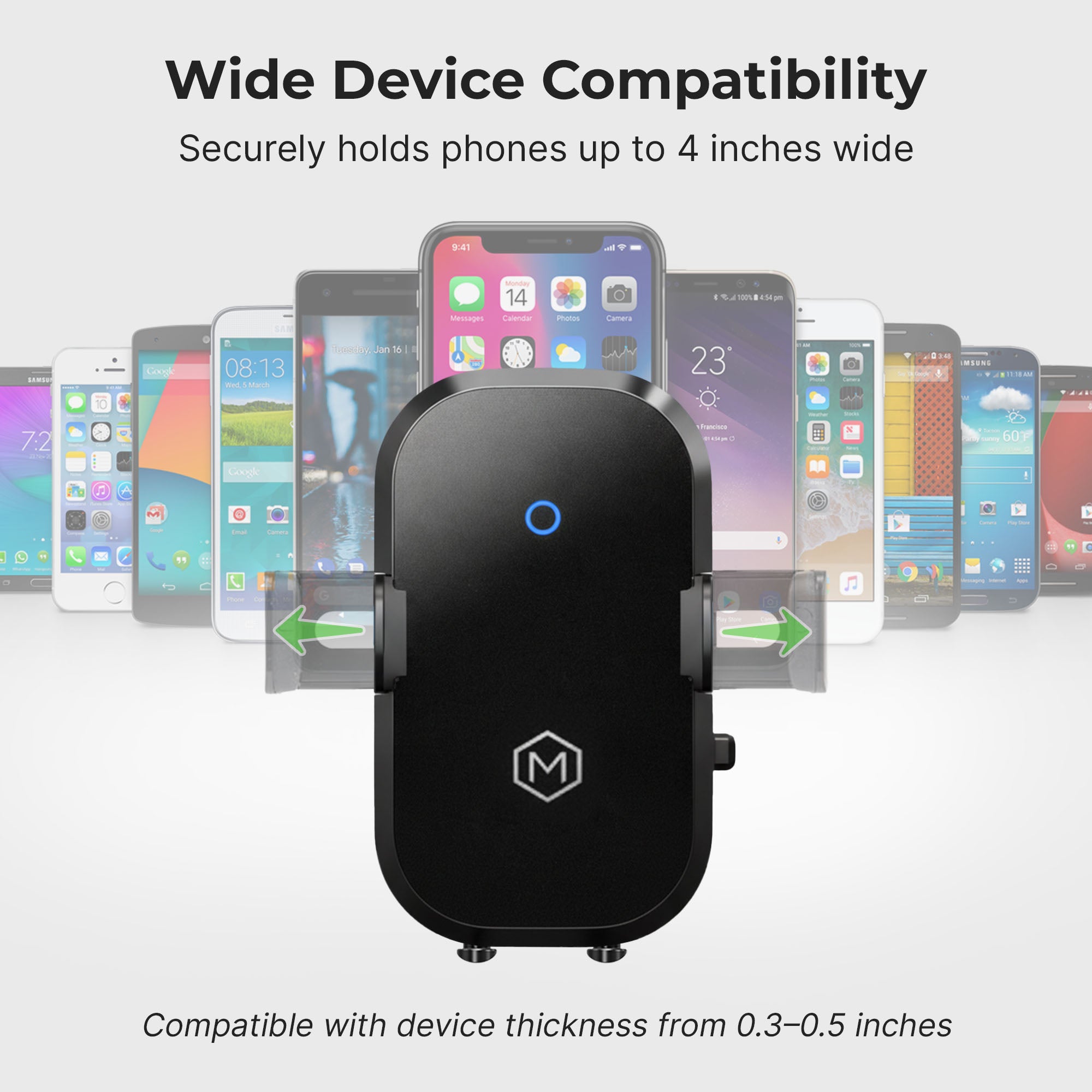 Auto Scan Fast Wireless Car Charger Mount with Multi-Angle Adjustable Suction Cup