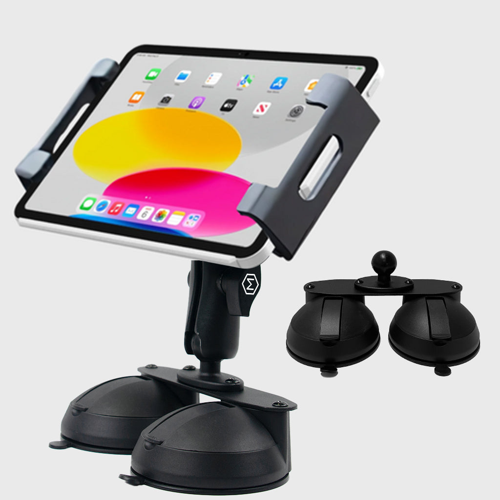 Dual Suction Cup iPad Holder – Heavy Duty Tablet Mount for Car Desk