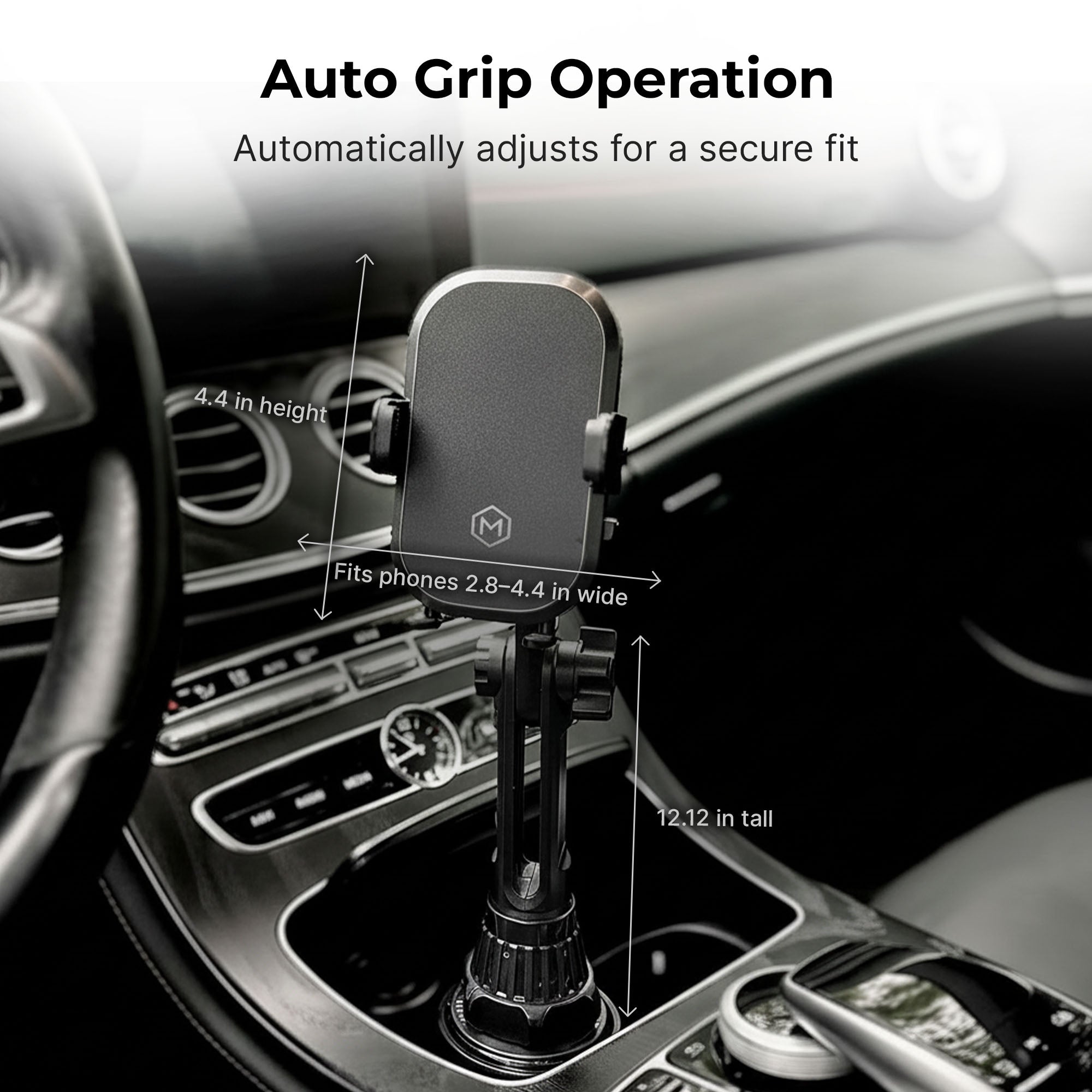 Universal Cup Holder Phone Mount – Wireless Charger + 360° Cradle for iPhone Samsung Pixel