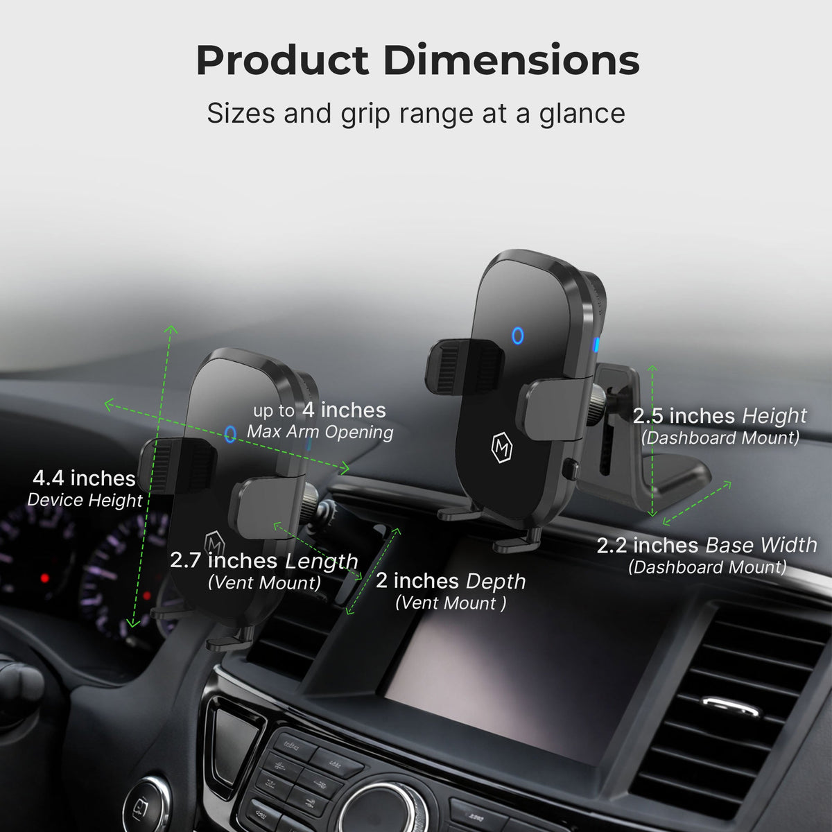 AutoScan 15W Wireless Charger Vent & Dash Phone Mount