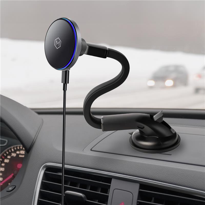 Qi2 MagSafe Wireless Car Charger Flexible Gooseneck Phone Mount for iPhone and Android