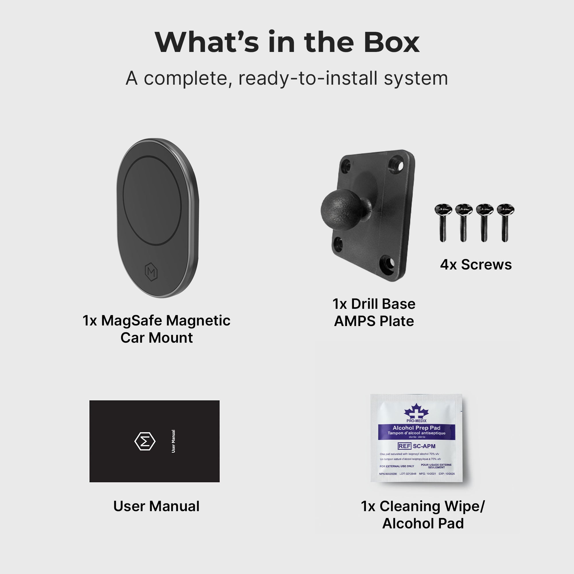 MagSafe Magnetic Mount with Drill Base AMPS Mounting Plate