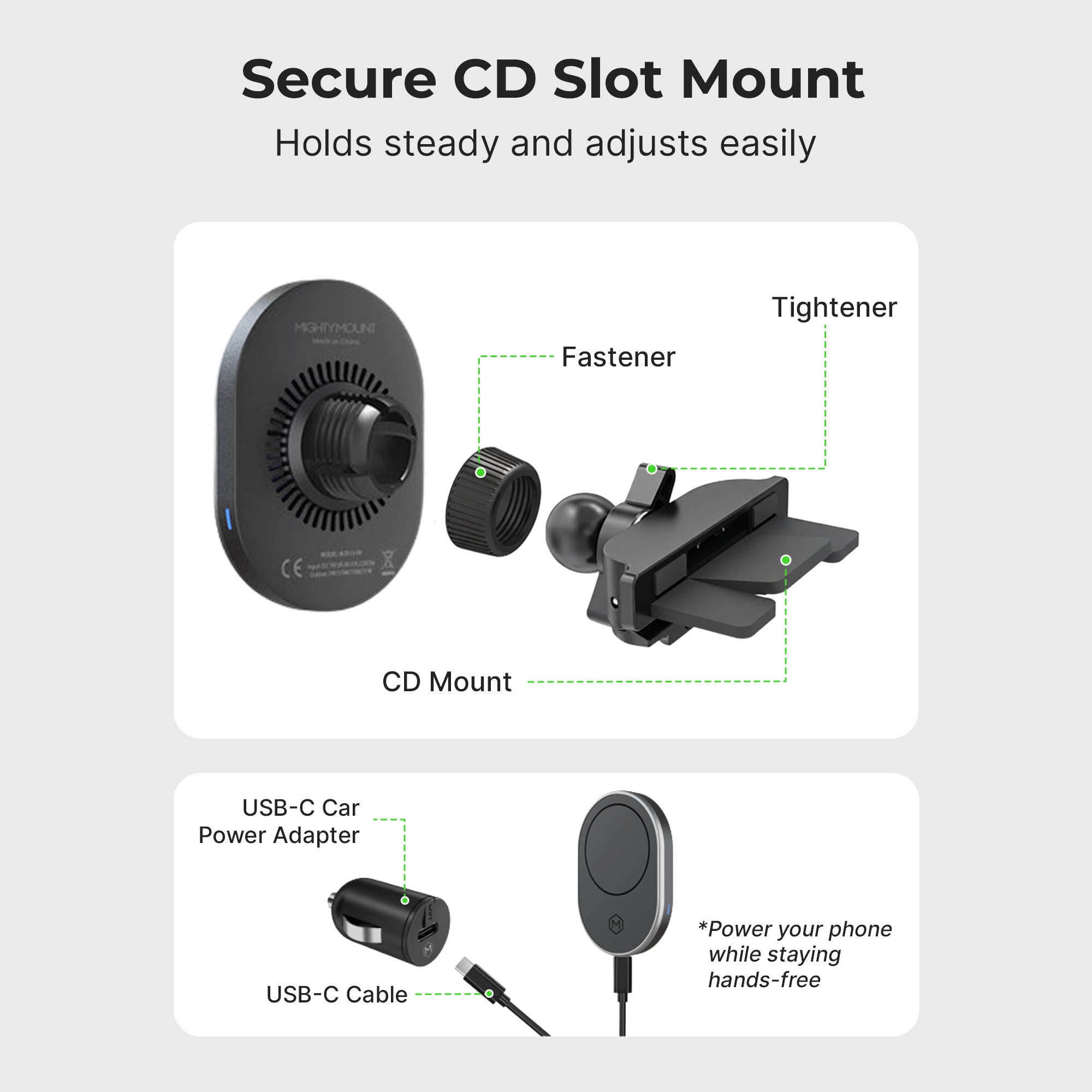 MagSafe CD Slot Wireless Car Mount – 15W Fast Charger for iPhone 12–17 (No Adhesives)