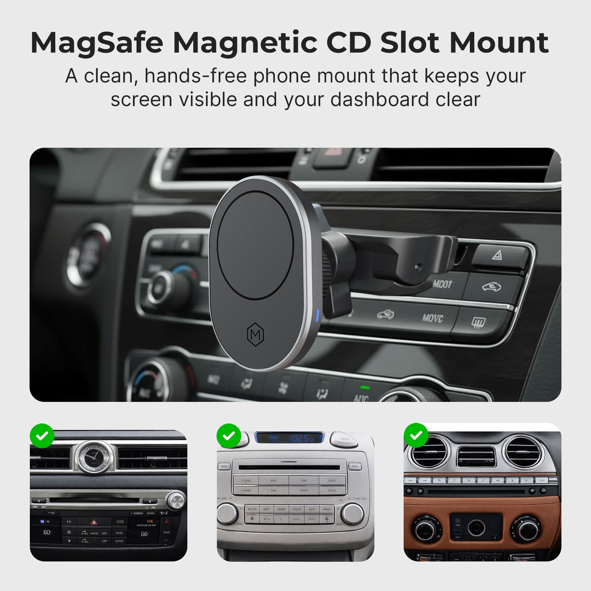 MagSafe Wireless CD Phone Mount Car Charger 2.0