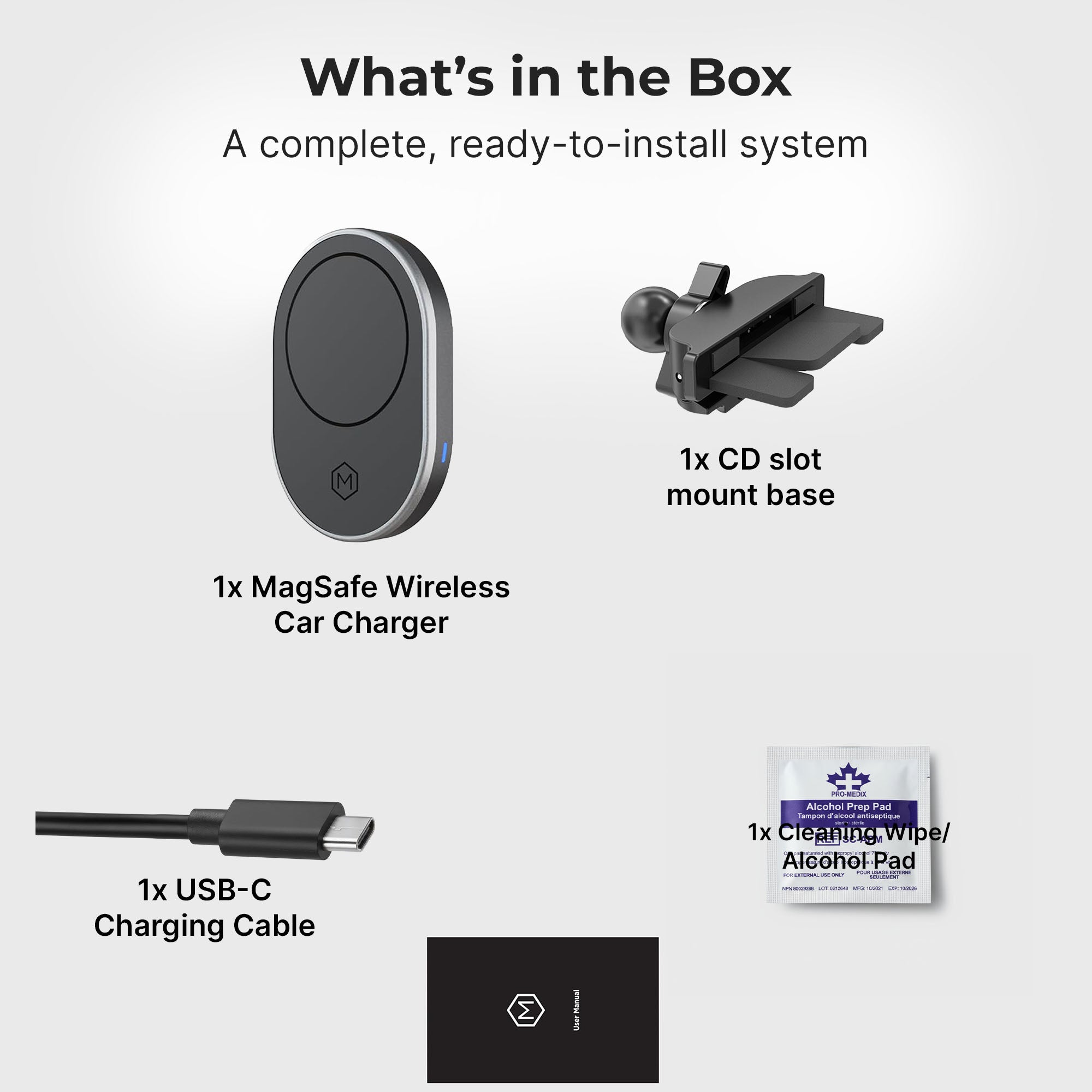 MagSafe CD Slot Wireless Car Mount – 15W Fast Charger for iPhone 12–17 (No Adhesives)