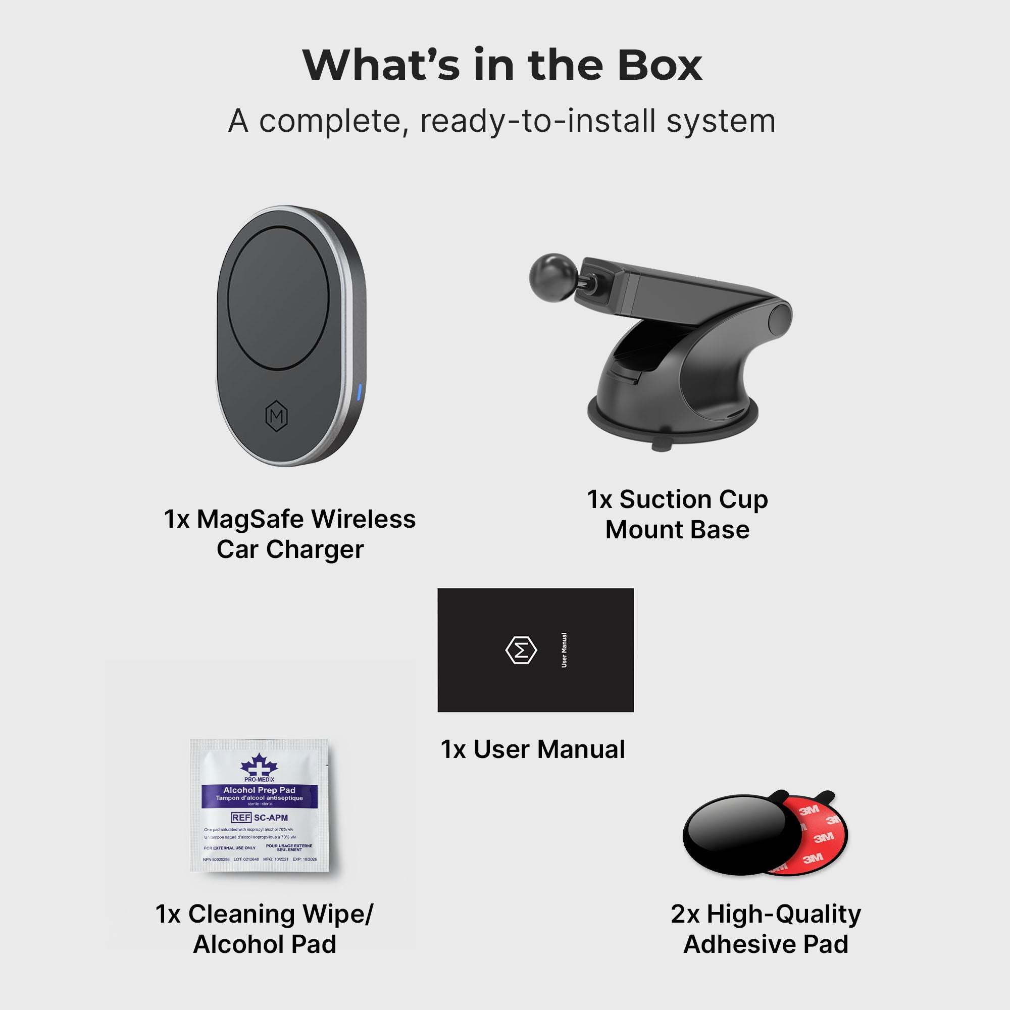 MagSafe Wireless Car Charger Mount – 15W Fast Charging Suction Dash Mount for iPhone 12–17