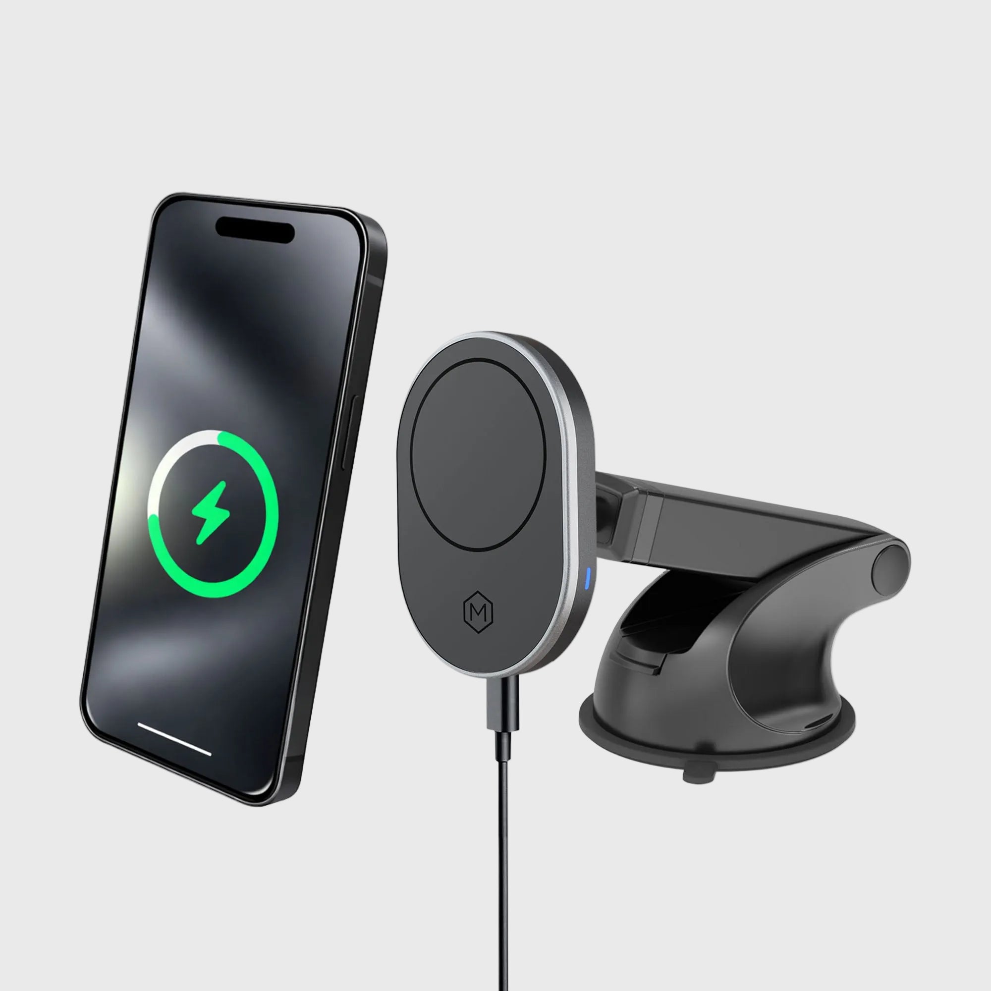 MagSafe Wireless Car Charger Mount – 15W Fast Charging Suction Dash Mount for iPhone 12–17