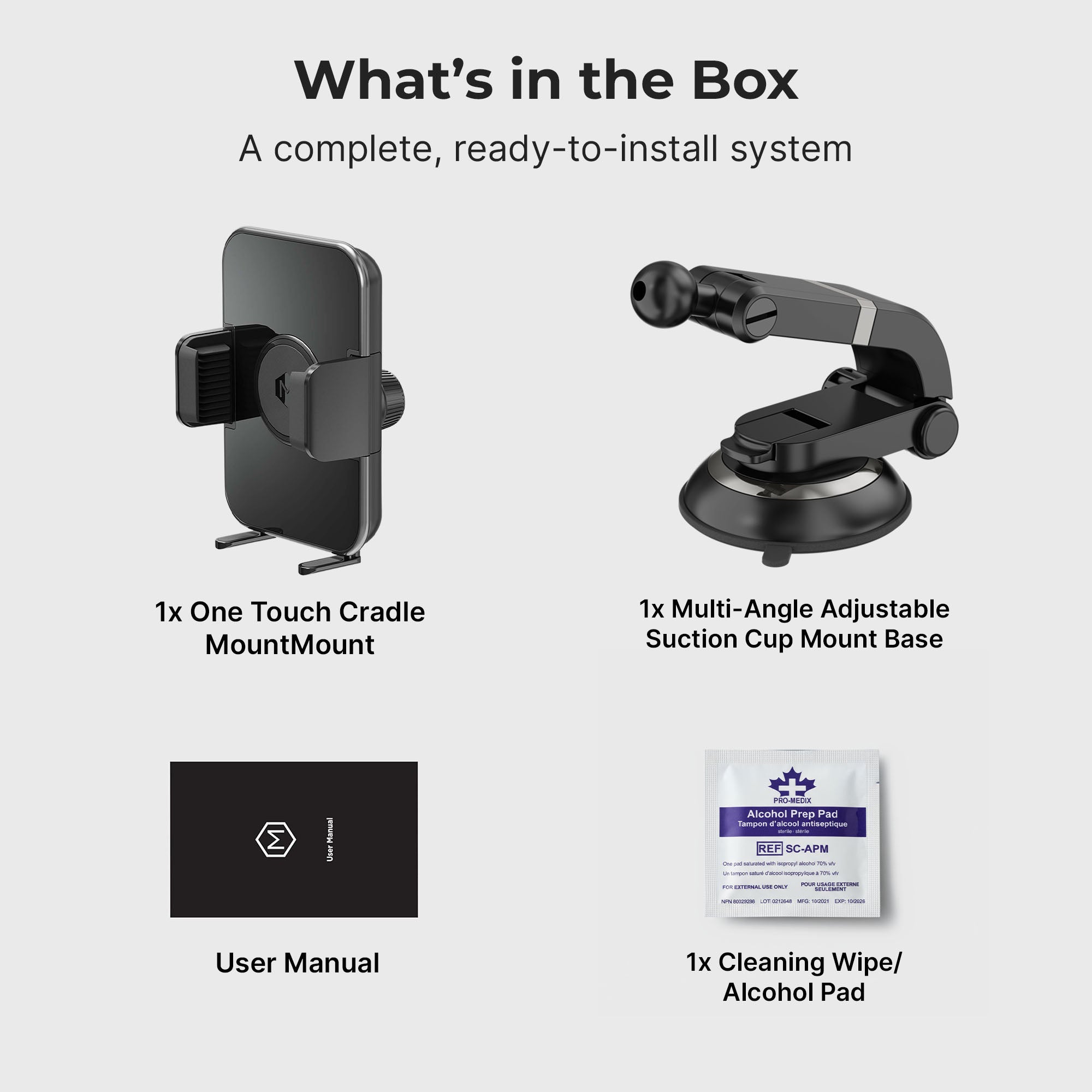 One Touch Cradle Mount with Multi-Angle Adjustable Suction Cup