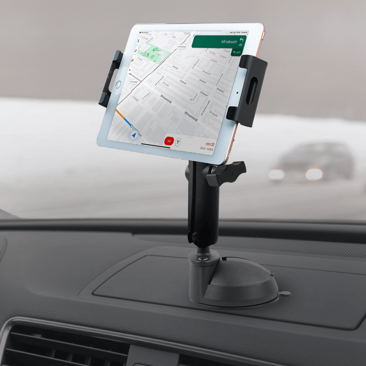 Single Suction Cup iPad & Tablet Mount – Adjustable Arm 6.25”–13” Devices 360° Rotation