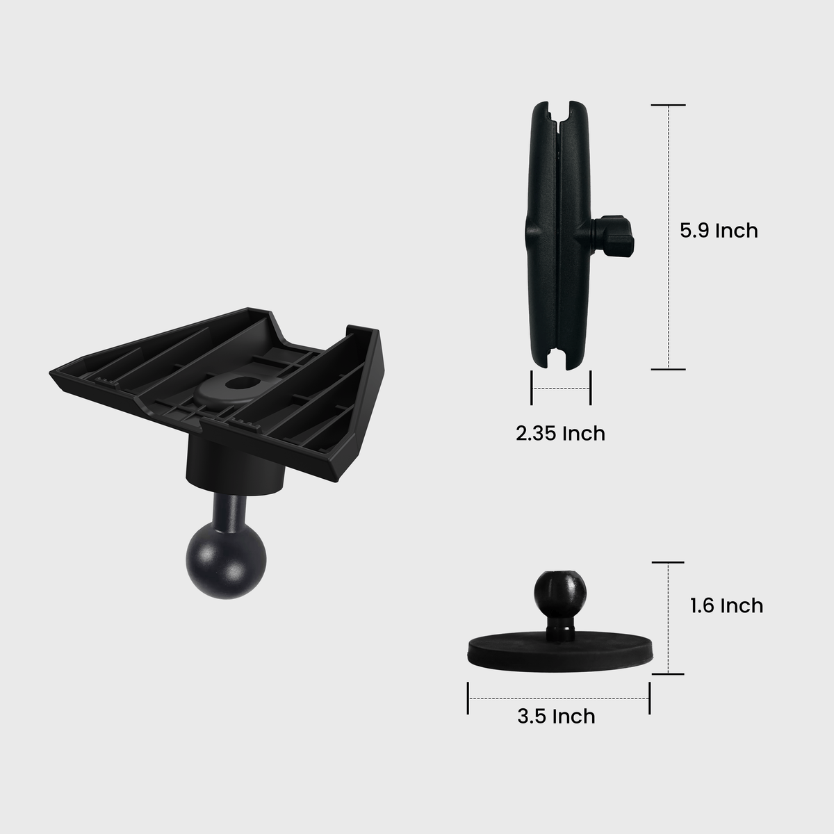 Heavy duty magnetic mount for Starlink Mini with adjustable arm, black connector, and base, attached to vehicle roof for mobile connectivity