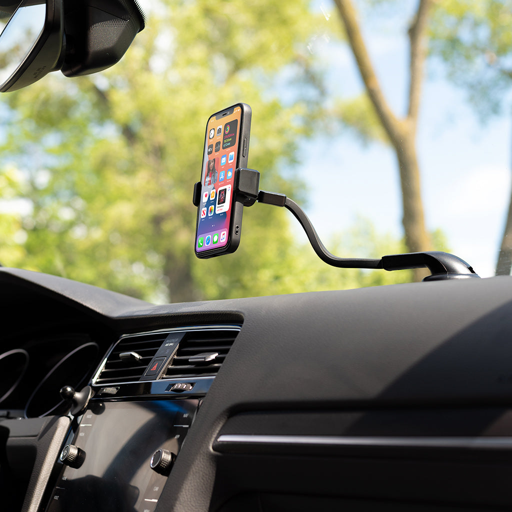 Flexible Gooseneck Car Dash and Windshield Mount Holder  - Car Mount | The Mighty Mount (grip all in one phone mount)