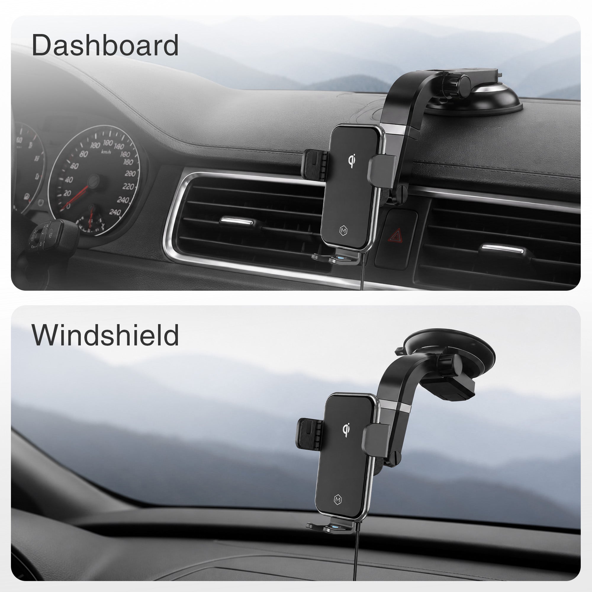 Auto Grip Wireless Charger Suction Cup Phone Mount