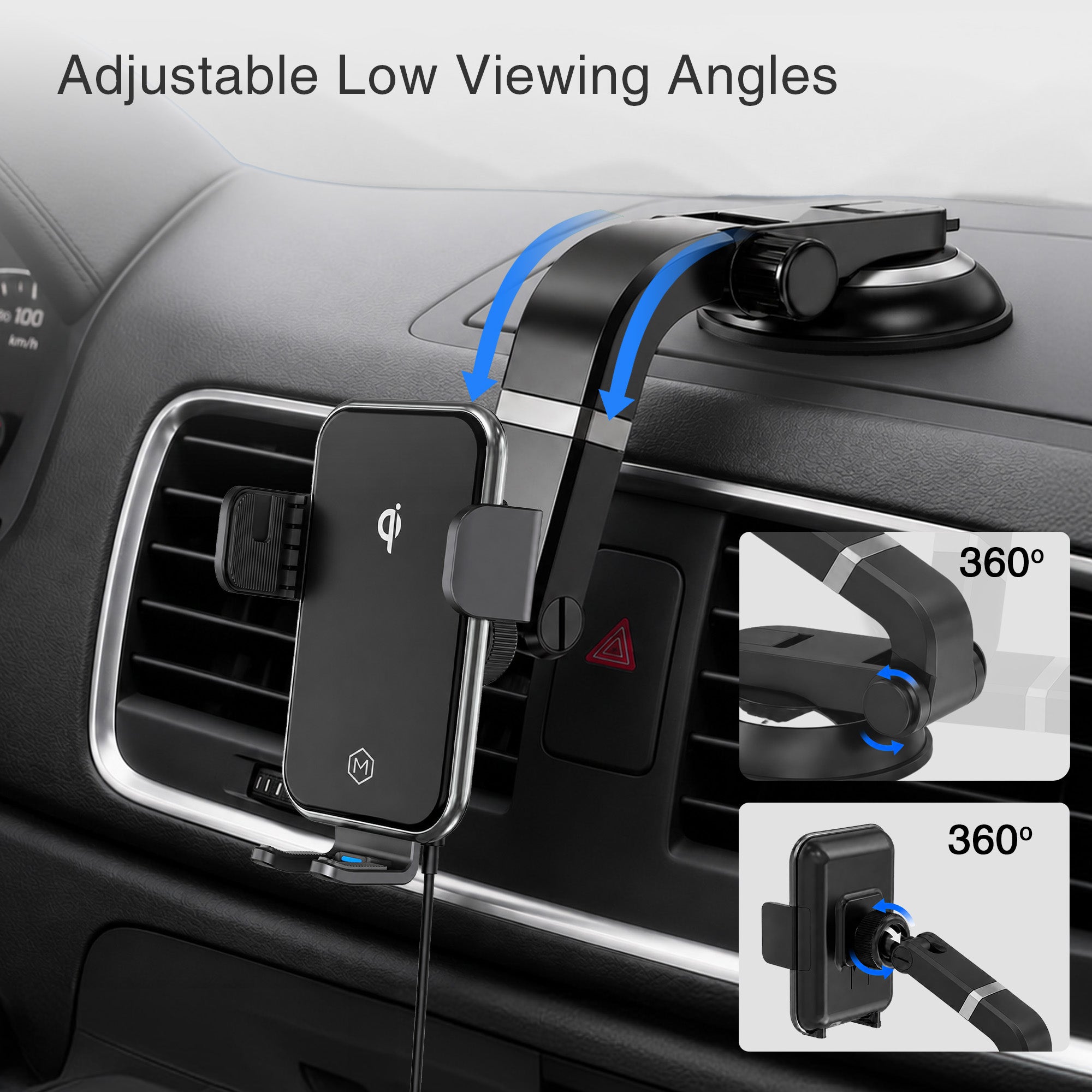 Auto Grip Wireless Charger Suction Cup Phone Mount