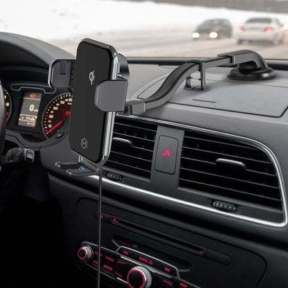 Auto Grip Wireless Car Charger Flexible Gooseneck Phone Mount Qi Certified Auto-Clamp for iPhone and Android