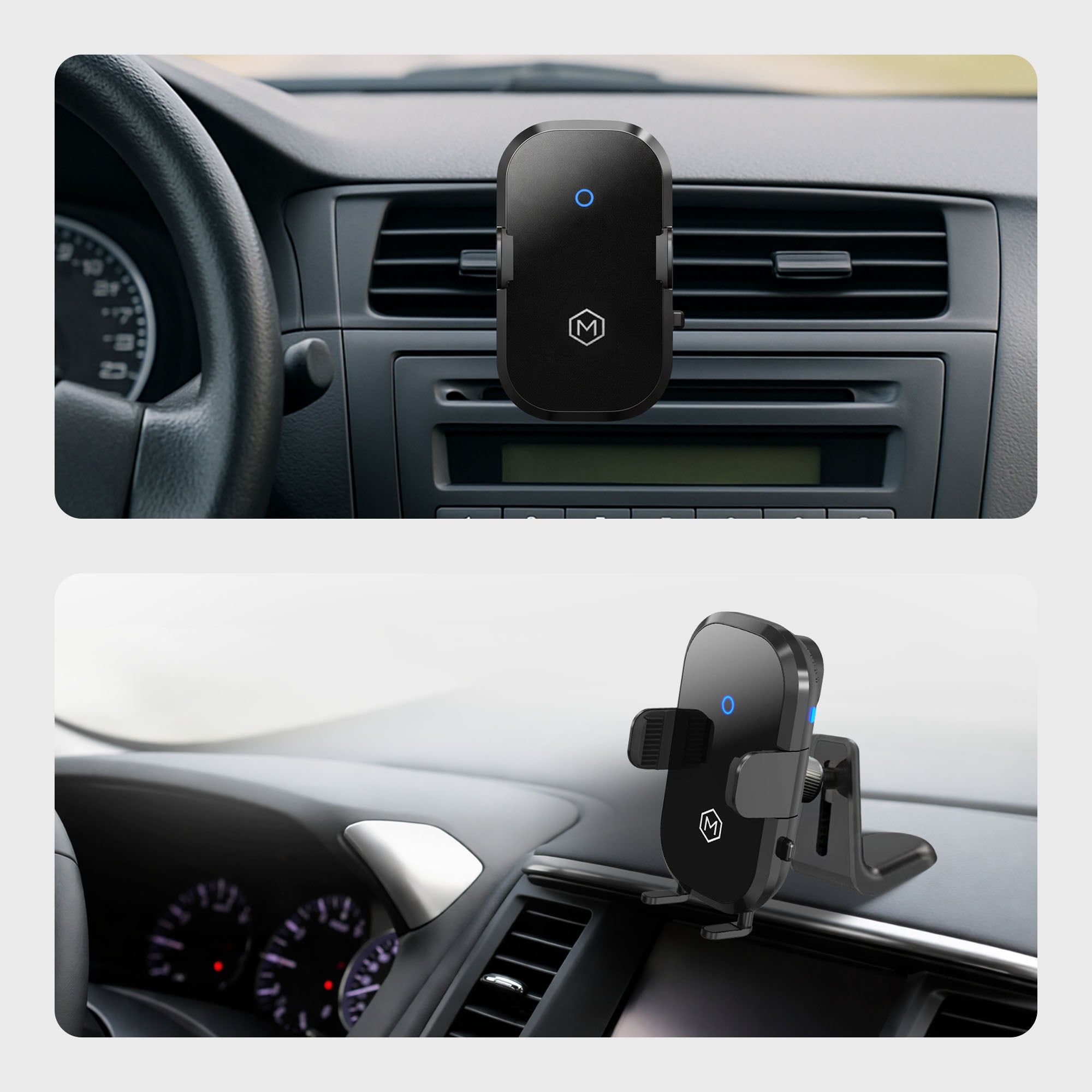 Auto Scan Fast Wireless Car Charger Mount For Vent & Dash