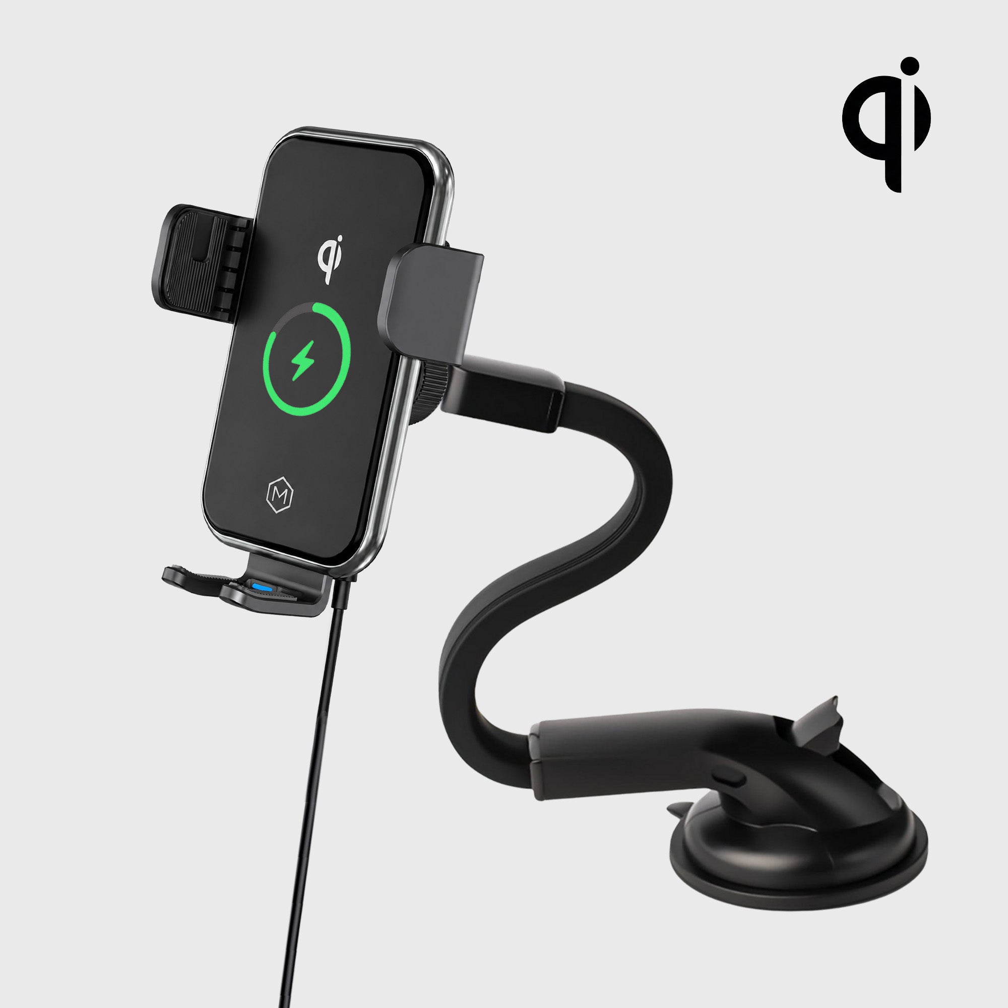 Auto Grip Wireless Charger Flexible Gooseneck Suction Cup Phone Mount