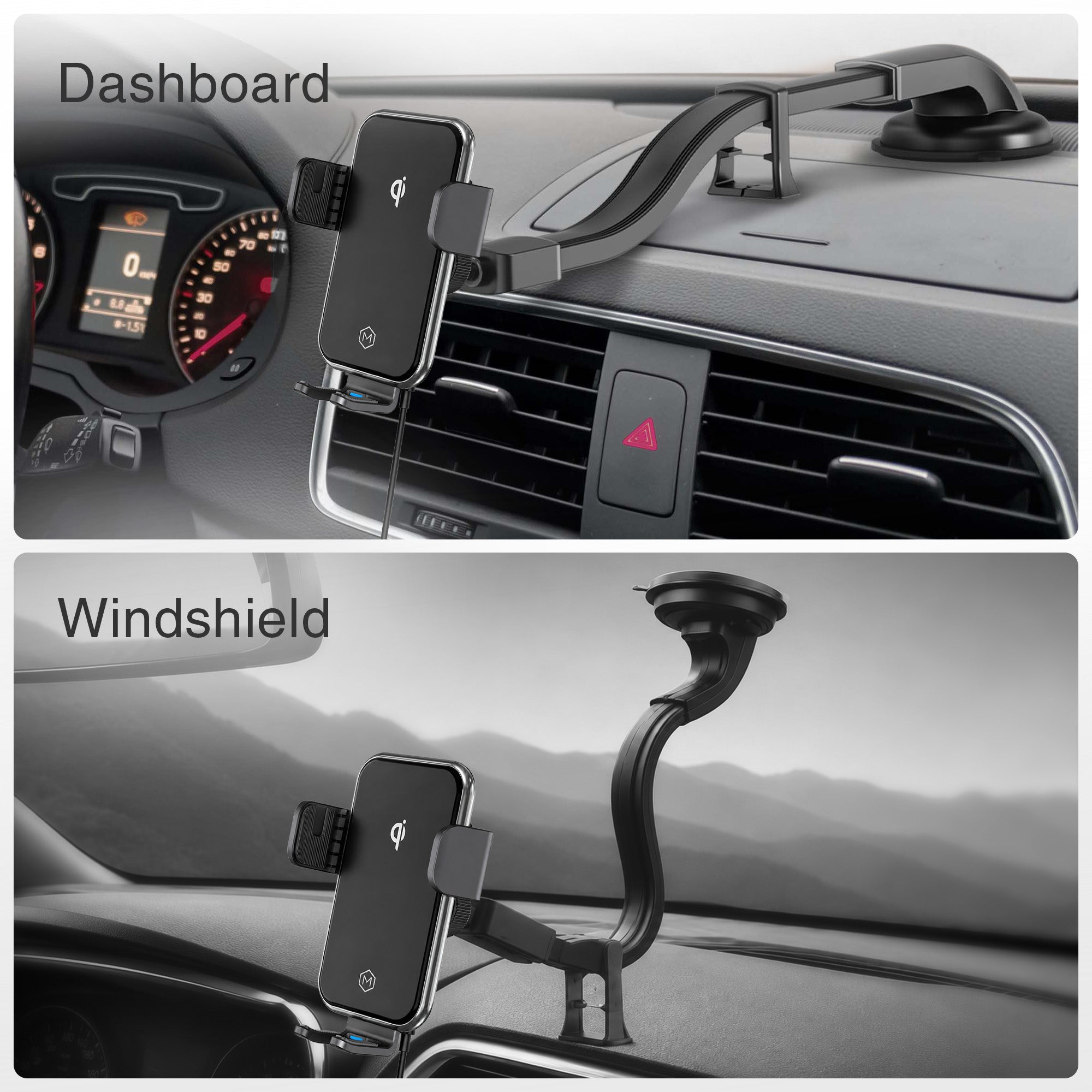 Auto Grip Wireless Charger Flexible Gooseneck Suction Cup Phone Mount