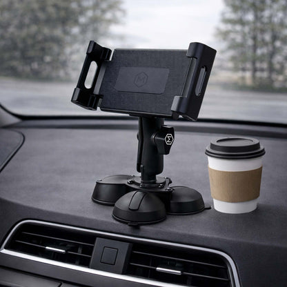 Heavy Duty Triple Suction Tablet Mount – Industrial 6.25”–13” Holder 360° Arm