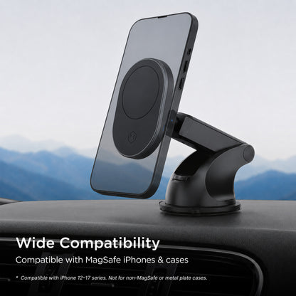 MagSafe Wireless Car Charger Suction Dash Phone Mount for iPhone and Android