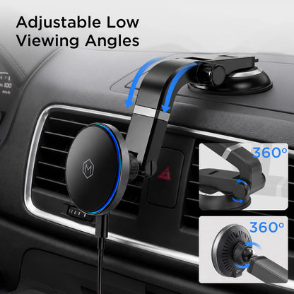 Mag Switch Qi2 Wireless Charger Multi-Angle Suction Car Mount for iPhone and Android