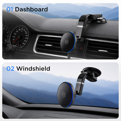 Mag Switch Qi2 Wireless Charger Multi-Angle Suction Car Mount for iPhone and Android