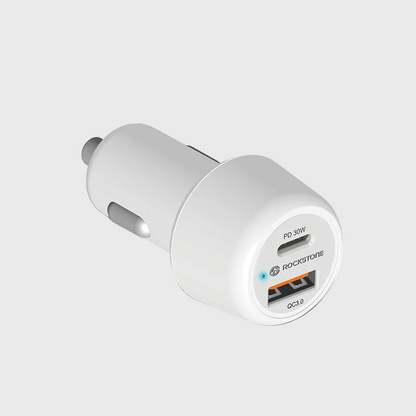 J48 Dual Port PD 30W + QC 3.0 Car Charger
