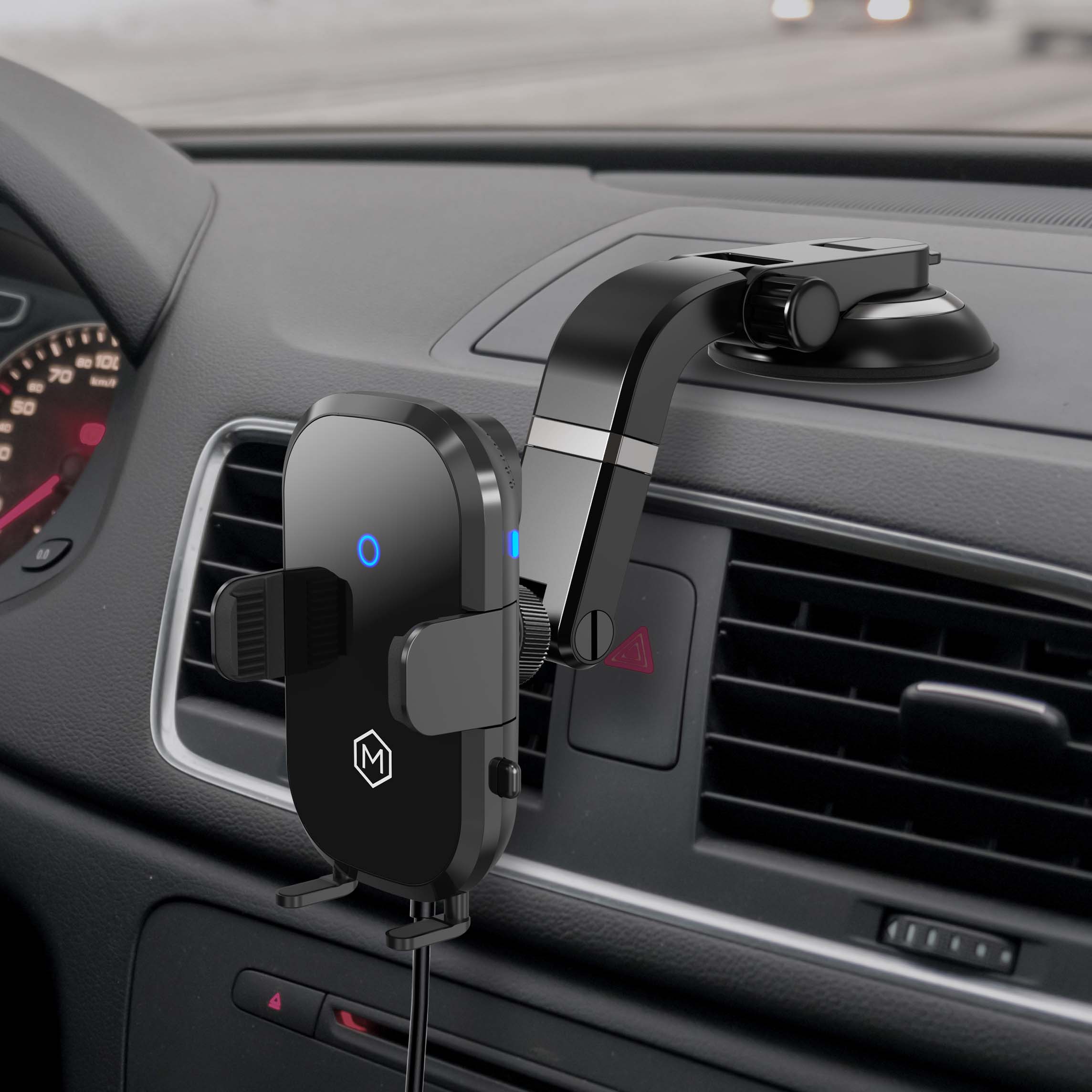 Auto Scan Fast Wireless Car Charger Mount with Multi-Angle Adjustable Suction Cup