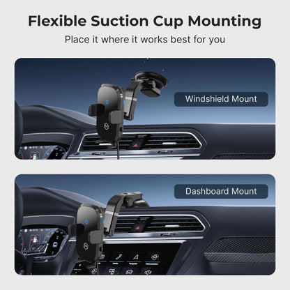 Auto Scan Fast Wireless Car Charger Mount with Multi-Angle Adjustable Suction Cup