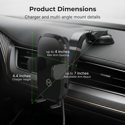 Auto Scan Fast Wireless Car Charger Mount with Multi-Angle Adjustable Suction Cup