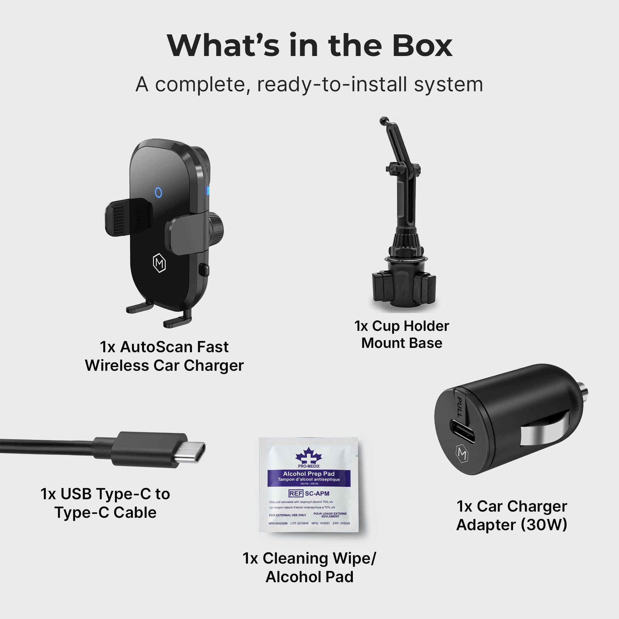 Universal Cup Holder Phone Mount – Wireless Charger + 360° Cradle for iPhone Samsung Pixel