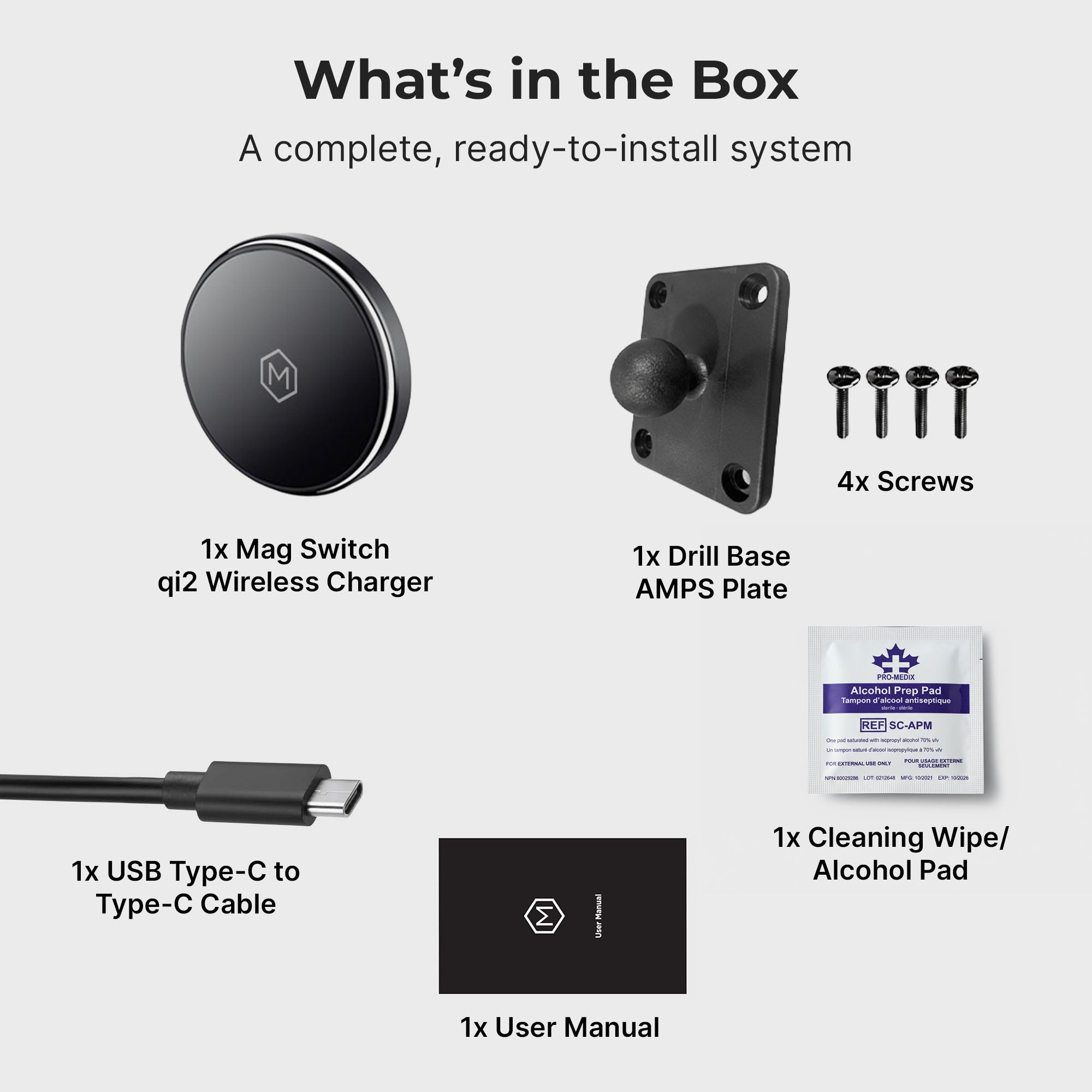 Mag Switch Qi2 Wireless Charger & AMPS Drill Mount