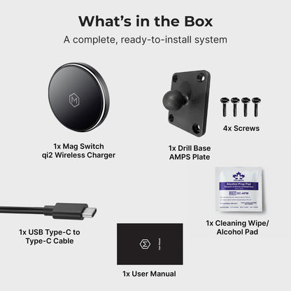 Mag Switch Qi2 Wireless Charger & AMPS Drill Mount