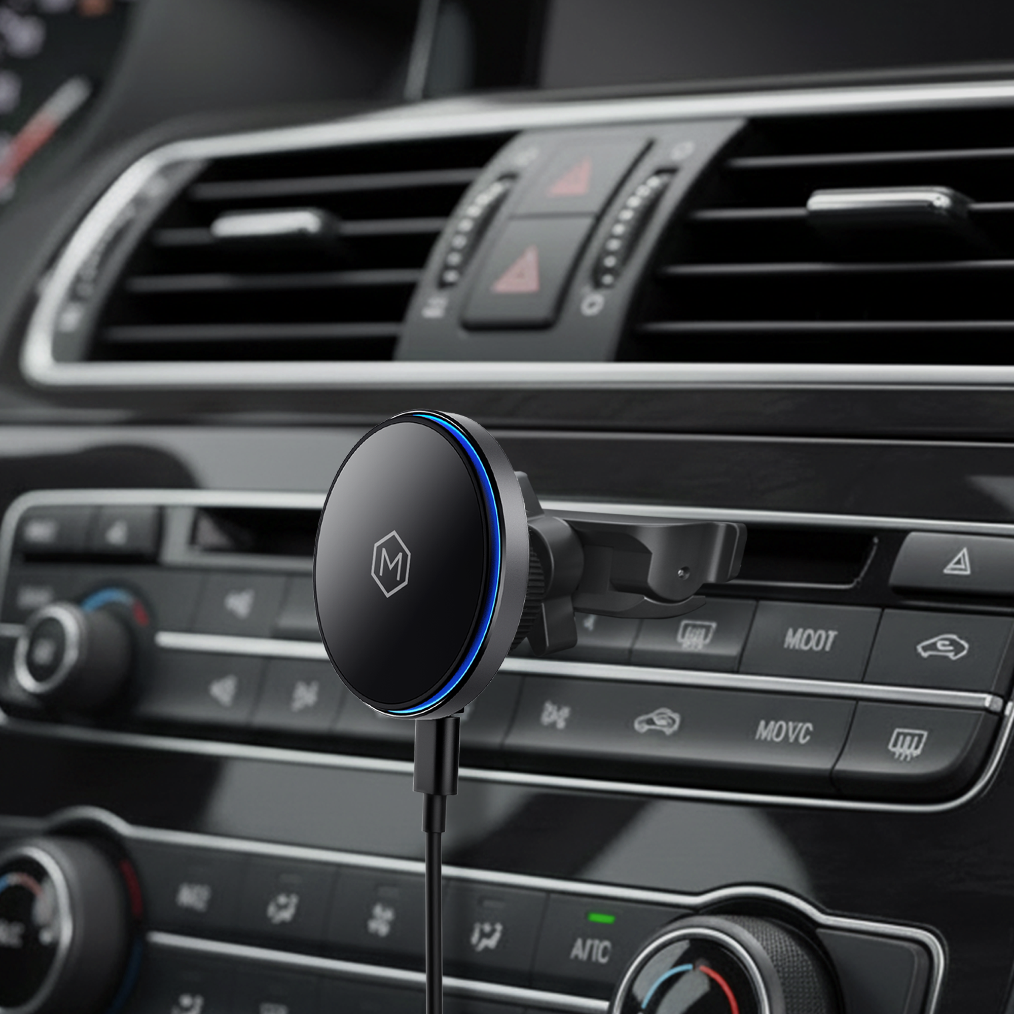 MagSwitch Qi2 Wireless Charger – CD Slot Mount 15W Fast Charging N52 Magnets for iPhone 12–17