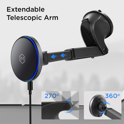 MagSwitch Qi2 Wireless Charger Telescopic Suction Phone Mount for iPhone and Android