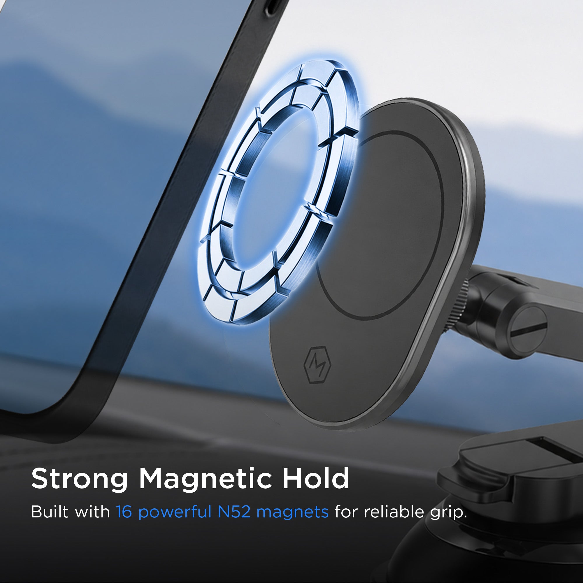 MagSafe Suction Cup Car Phone Mount Multi-Angle Adjustable Holder for iPhone and Android